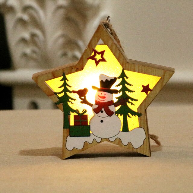 Wooden Luminous Christmas Tree Pendants