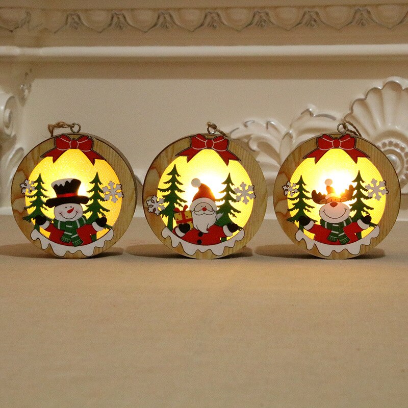 Wooden Luminous Christmas Tree Pendants