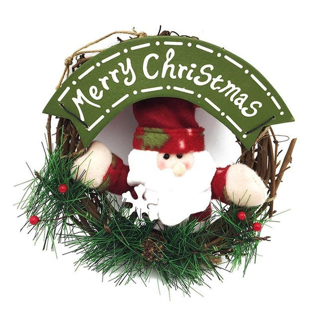 Santa Snowman Christmas Wreath