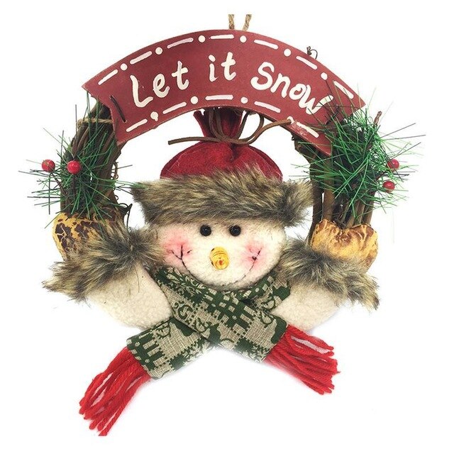 Santa Snowman Christmas Wreath