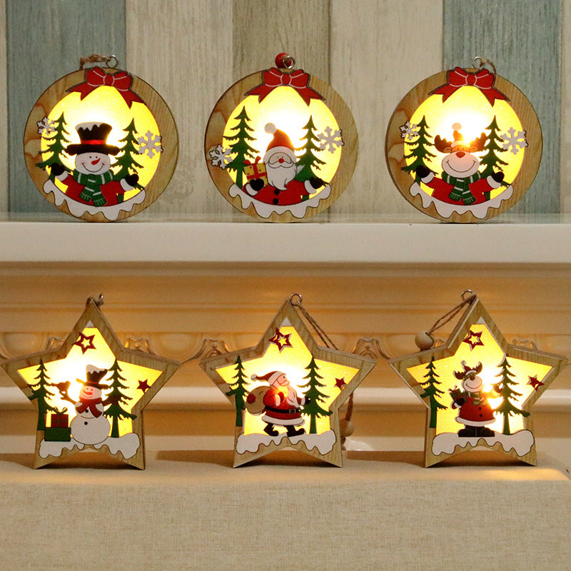 Wooden Luminous Christmas Tree Pendants