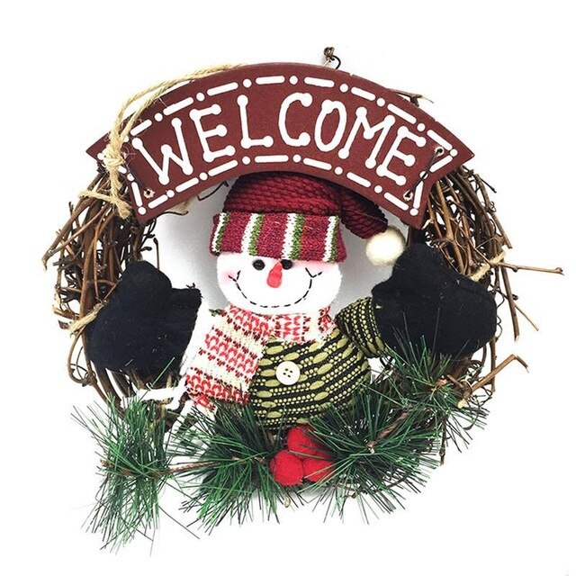 Santa Snowman Christmas Wreath