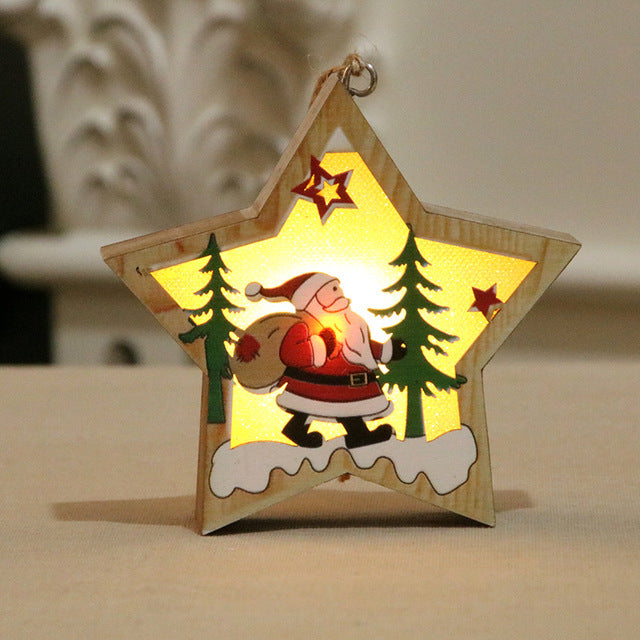 Wooden Luminous Christmas Tree Pendants