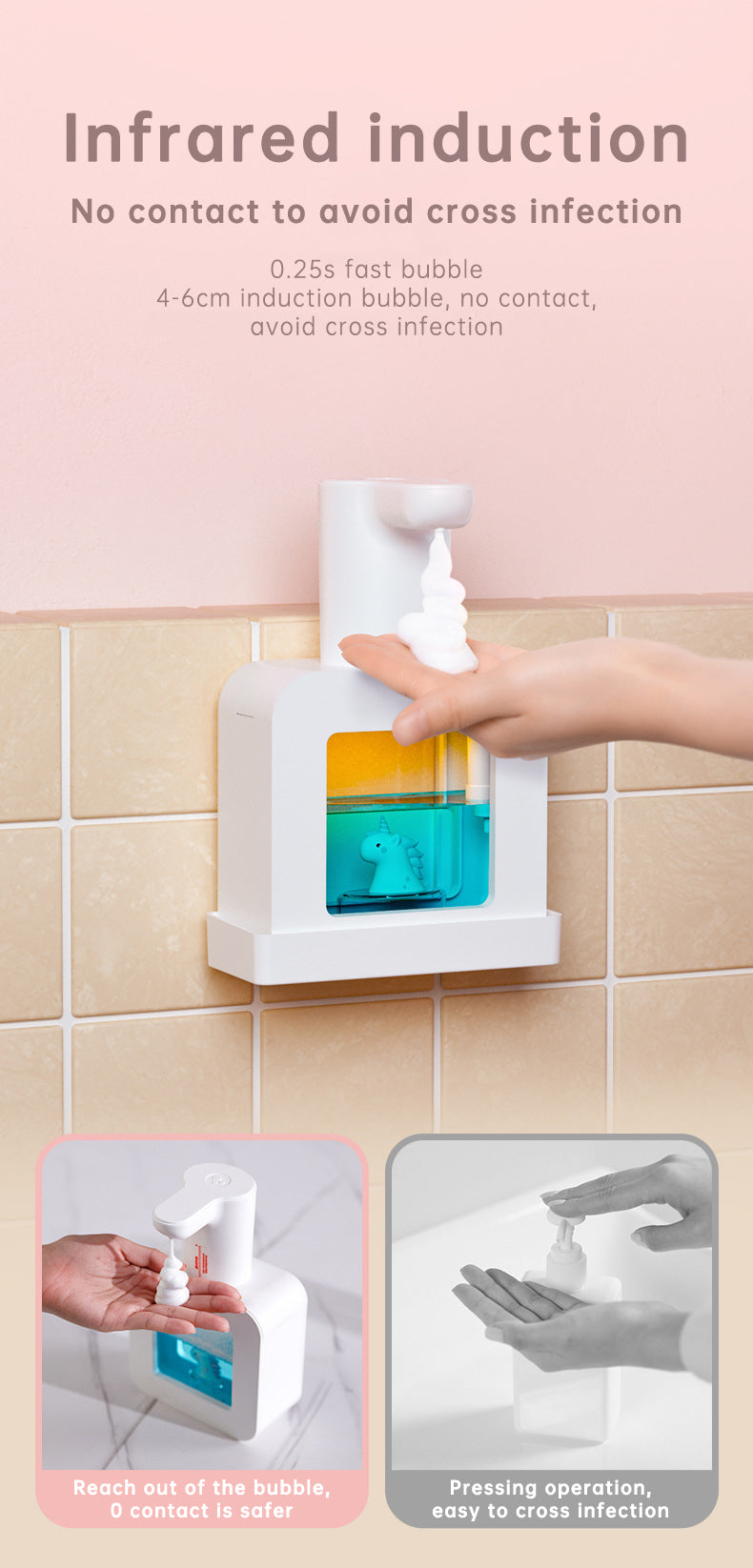 Cute Cat Rechargeable Touchless Automatic Soap Dispenser with Night Light