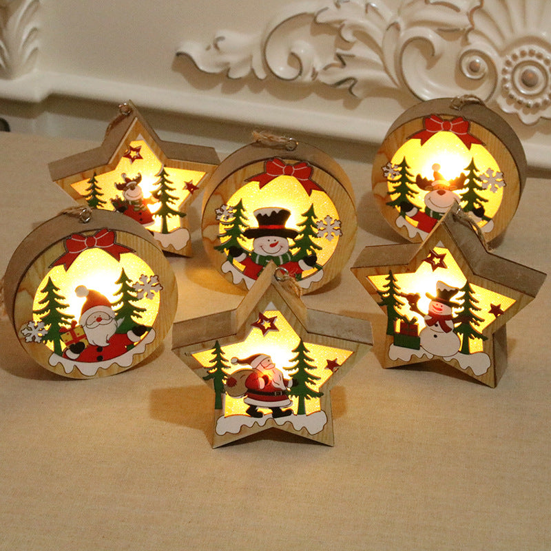 Wooden Luminous Christmas Tree Pendants