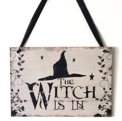 The Witch Is In Rustic Wooden Wall Sign