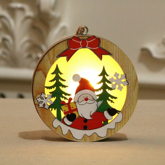 Wooden Luminous Christmas Tree Pendants