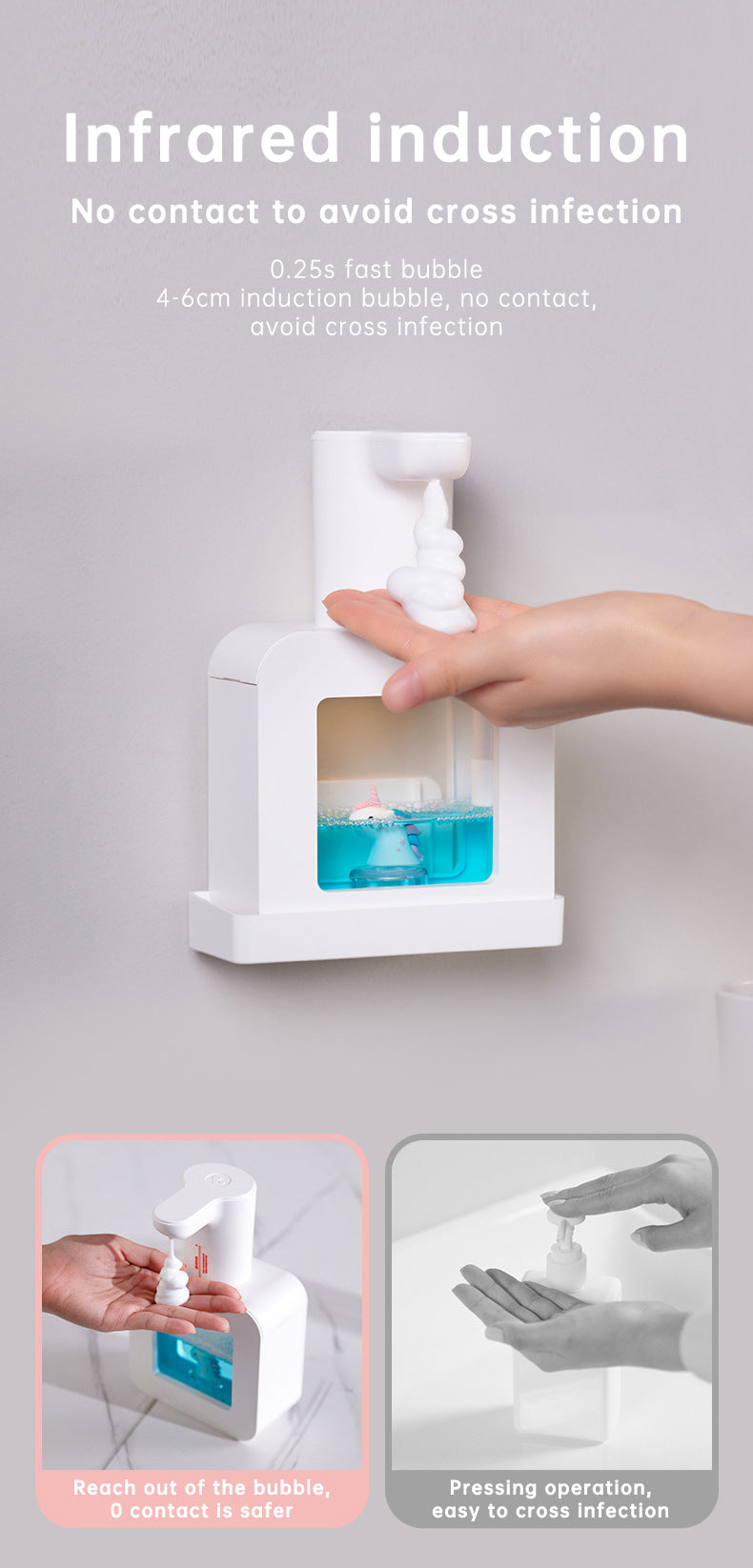 Cute Cat Rechargeable Touchless Automatic Soap Dispenser with Night Light