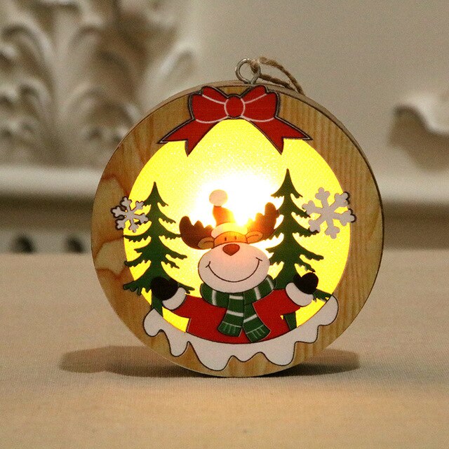 Wooden Luminous Christmas Tree Pendants