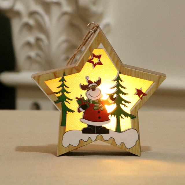 Wooden Luminous Christmas Tree Pendants