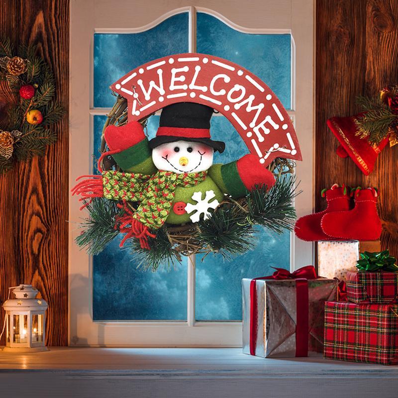 Santa Snowman Christmas Wreath